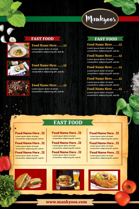 Fast Food Menu Template โปสเตอร์