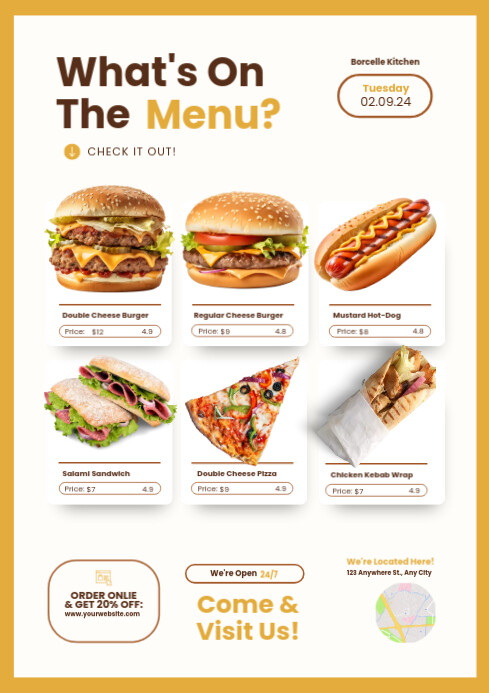 Copy of fast food menu template | PosterMyWall
