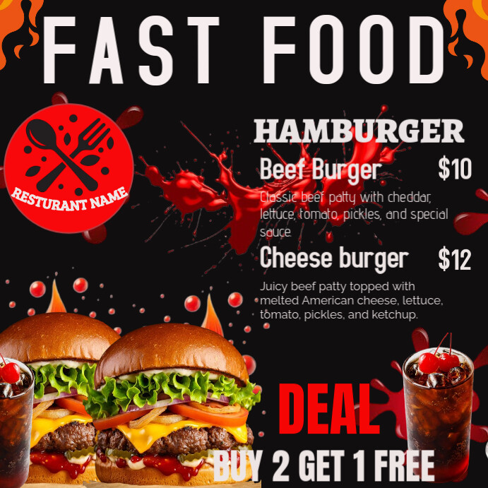 Fast food points burgers Template | PosterMyWall