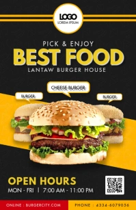 Fast Food Restaurant Table Talker Menu Half Page Wide template