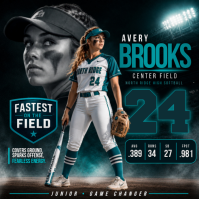 Black Softball Player Profile Publicación de Instagram Template