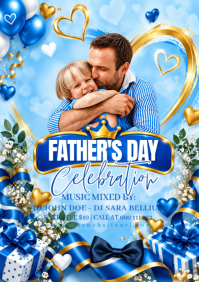 Blue Father's Day Celebration A4 Template