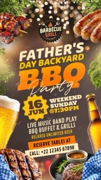 Father's Day Backyard BBQ Party Display Template Instagram Story