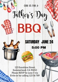 Father's Day BBQ Invitation A6 template