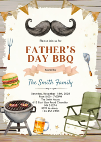 Father's Day BBQ party Invitation A6 template