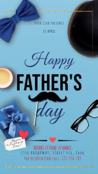 蓝色 Father's Day Celebration Digitalt display Template
