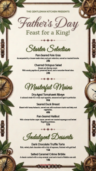Father's Day Menu Card Template. Historia de Instagram