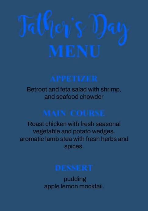 Father's Day  Menu A4 template