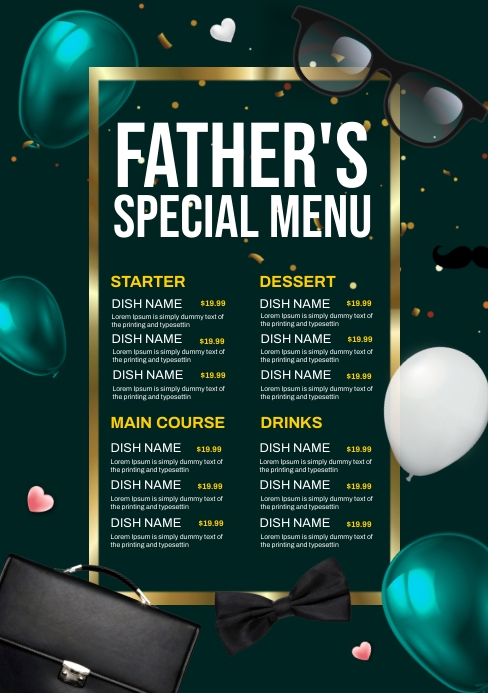 Father's day menu A5 template