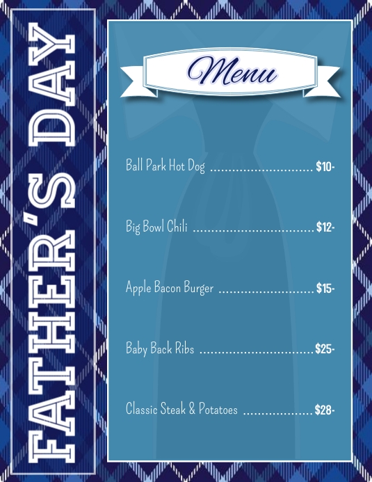 Father's Day Menu Flyer (format US Letter) template