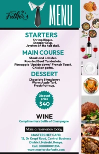 father's day menu offer Media Página Ancho template