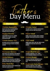 Father's day menu poster A4 template