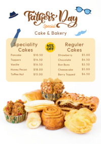 Father's Day Menu Template A4