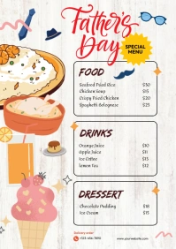 Father's Day Menu Template A4