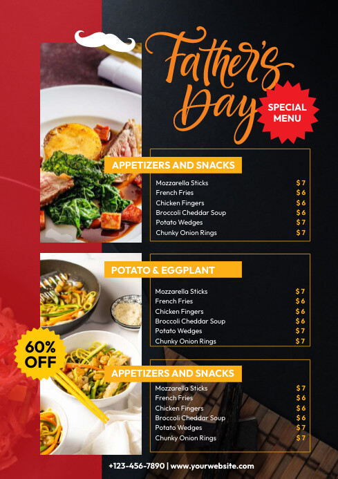 Father's Day Menu Template A4