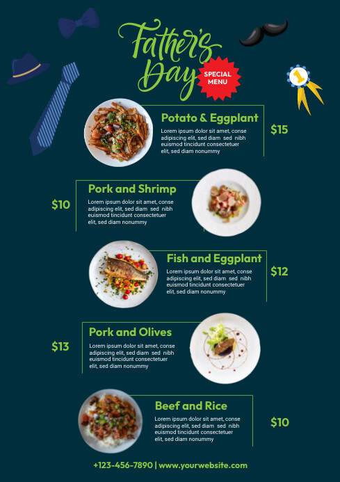 Father's Day Menu Template A4