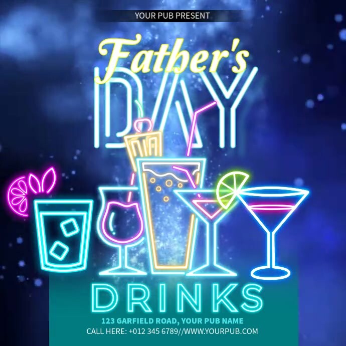 Father's Day Neon Party Instagram Post template