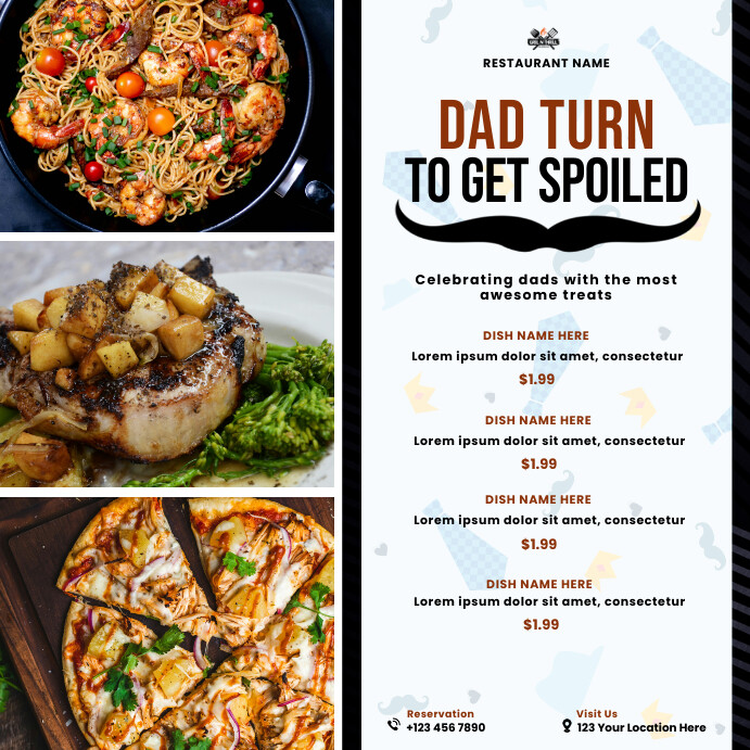 Father's Day Restaurant Promo  Instagram Post template