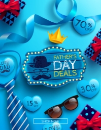 Blue Father's Day Deals Flyer Template