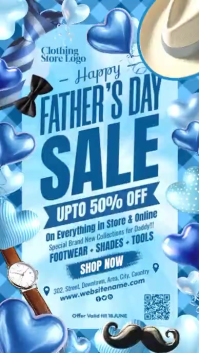 สีน้ำเงิน Father's Day Sale Digitalt display Template