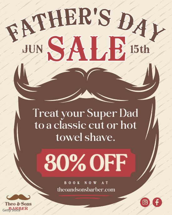 Father's Day Sale Vintage Flyer Instagram Portrait template