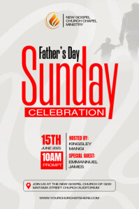 father's day sunday celebration service Cartel de 4 × 6 pulg. template