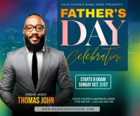 Father's day Sunday service flyer Medium Rectangle template