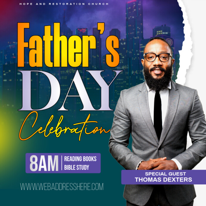 Father's day Sunday service poster Publicação no Instagram template