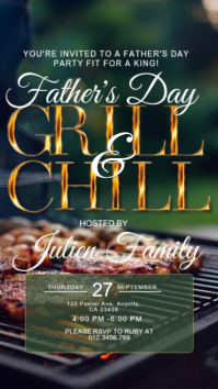 Father’s Day Grill & Chill BBQ Party Flyer Template | Family Cookout Invitation Digital Display