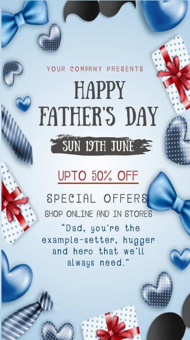 Father's day, event, party Ekran reklamowy (9:16) template