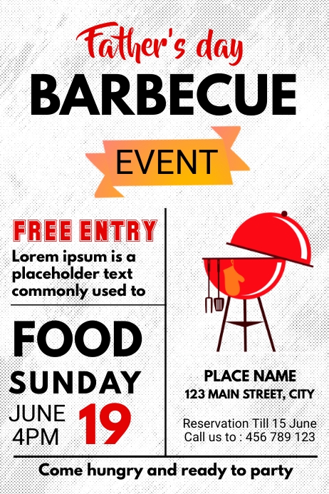 Father's day bbq event Plakat template