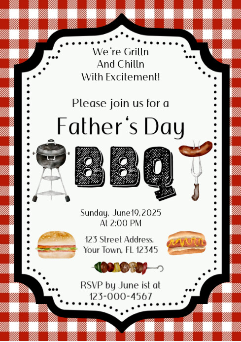 Father's Day BBQ invitation A4 template