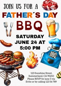 Father's Day BBQ Invitation A6 template