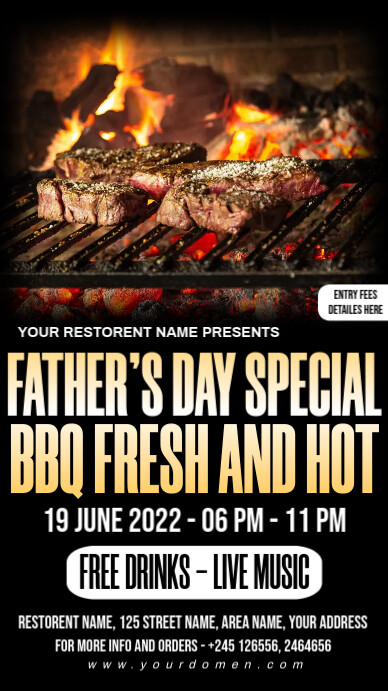 FATHER'S DAY BBQ PARTY Ekran reklamowy (9:16) template