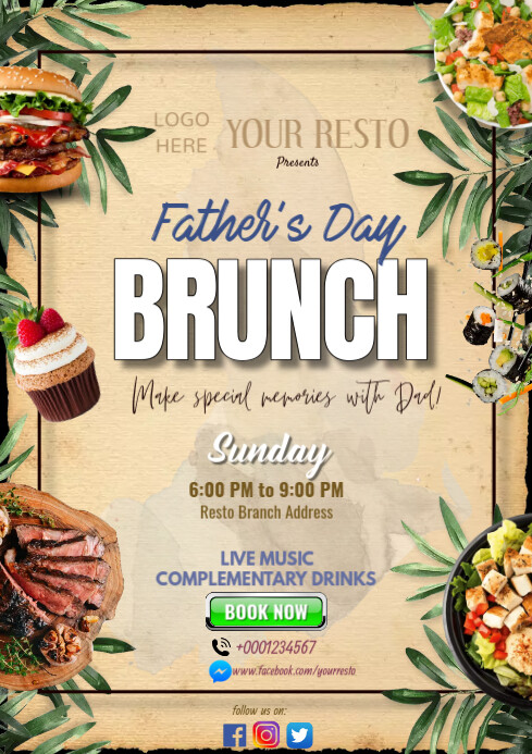father's day brunch a4 Template | PosterMyWall