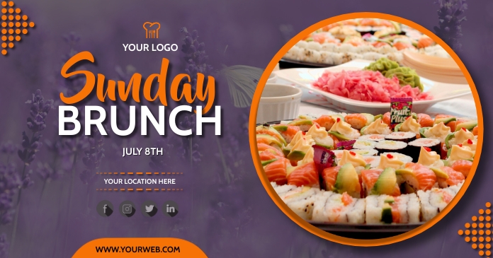 Summer Sunday brunch flyer Obraz udostępniany na Facebooku template