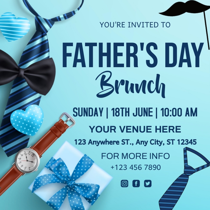 Father's Day Brunch Invitation Instagram post Template | PosterMyWall