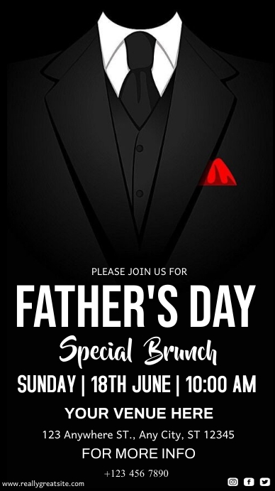 Father's Day Brunch Invitation. Instagram Story template