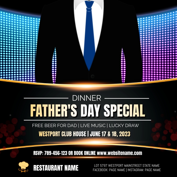 Father's Day Dinner Offer Flyer Wpis na Instagrama template