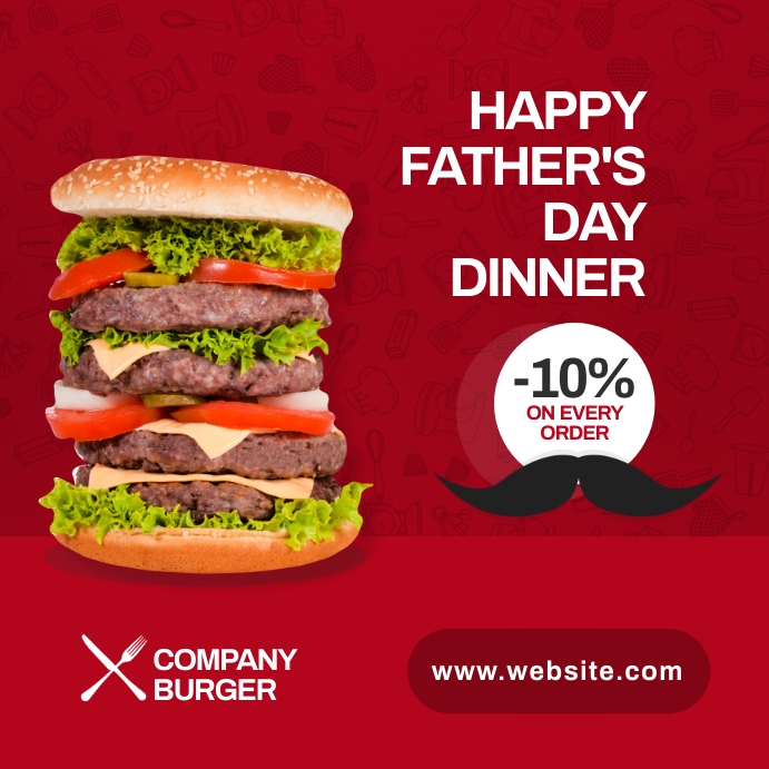 father's day dinner restaurant banner adverti Wpis na Instagrama template
