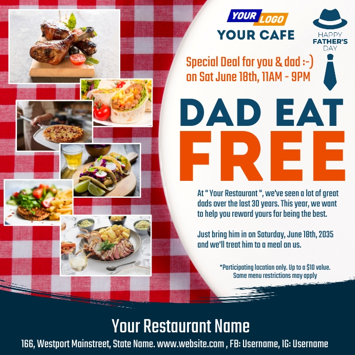 Copy of Father's Day eat free template PosterMyWall