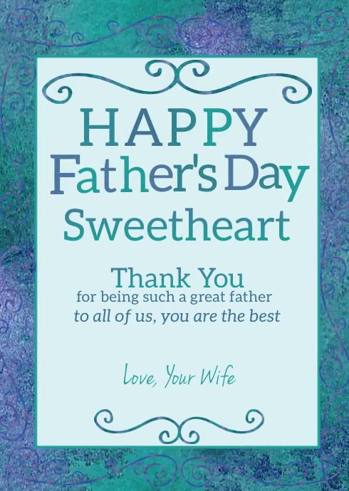 Father's Day from Wife Greeting Card A6 template