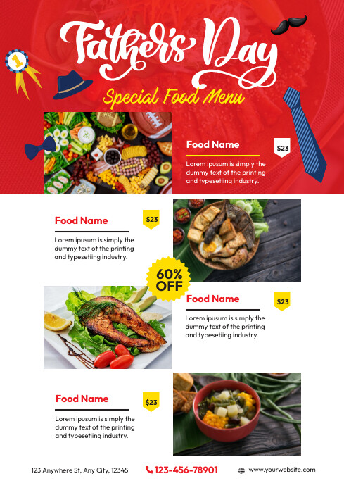Father's Day Menu Template A4