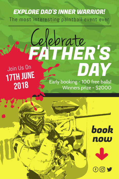 Father's Day Paint Ball Event Poster Template
