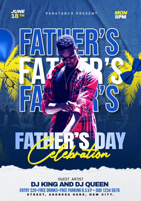 Father's day party flyer posters A3 template
