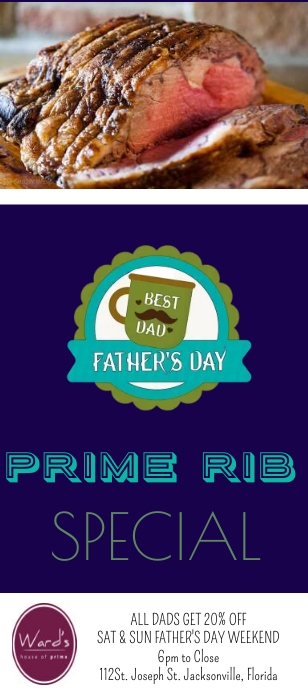 Father's Day Prime Rib Special Rack Card Karta reagałowa template
