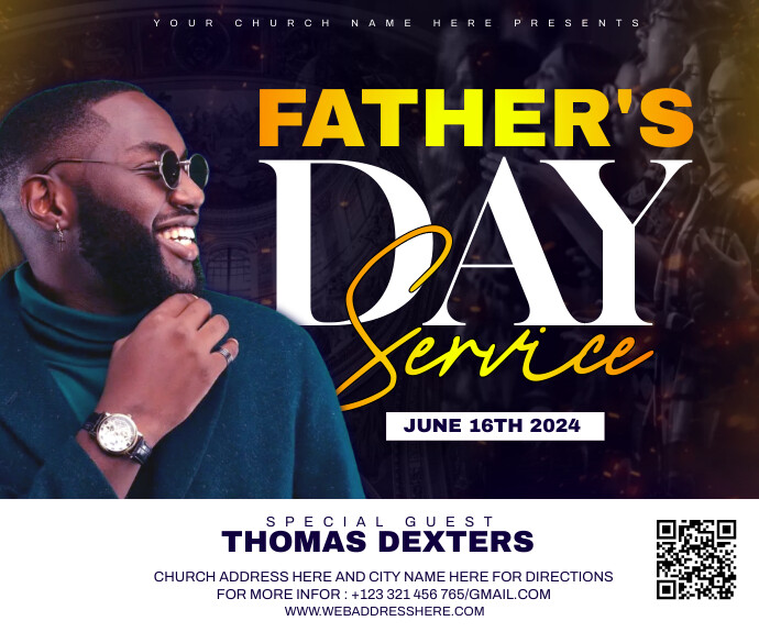 Father's Day Sunday service Średni prostokąt template