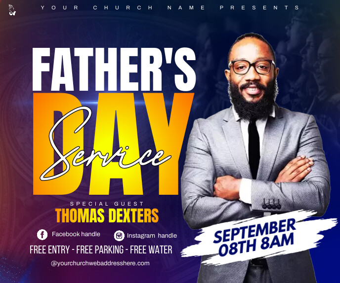 Father's day Sunday service Duży prostokąt template