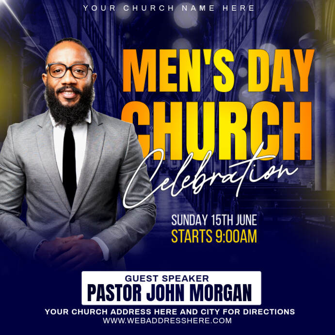 Father's day Sunday service poster Wpis na Instagrama template