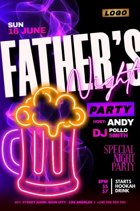 Father's Night Party Poster template